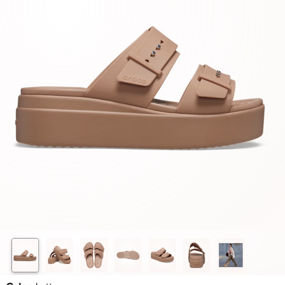 CROCS Women's Brooklyn Buckle Size 4 Color Latte